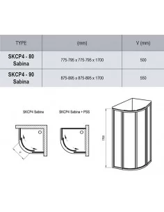 Žema dušo kabina Supernova SKCP4 Sabina, RAVAK