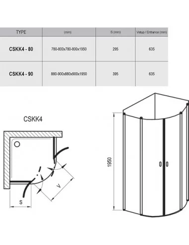 Dušo kabina Chrome CSKK4, RAVAK