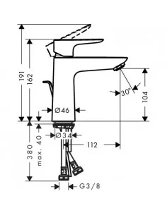 Maišytuvas praustuvo Talis E 110 juodas matinis, Hansgrohe