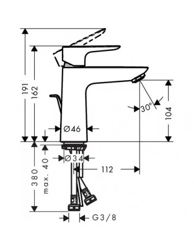 Maišytuvas praustuvo Talis E 110 juodas matinis, Hansgrohe