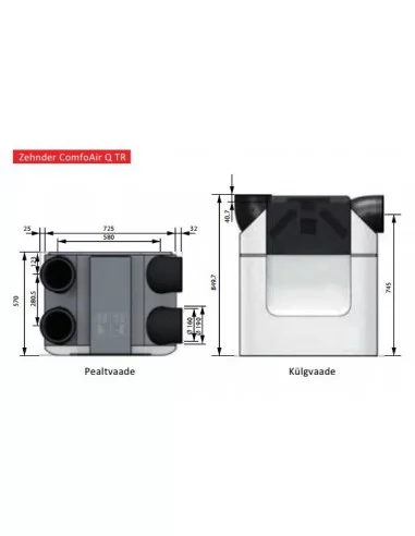 Rekuperatorius entalpinis ComfoAir Q350,ERV TR Zehnder