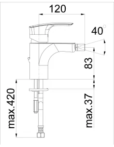 Maišytuvas bidė Elite e50B, Herz, be dugno vožtuvo, matinės juodos spalvos, Austrija