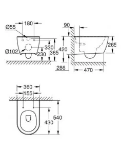 Unitazas pakabinamas Essence Rimless, baltas , Grohe