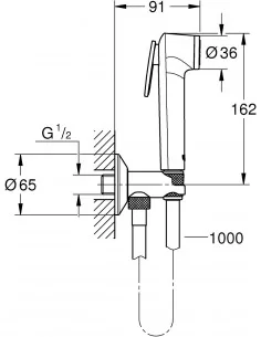 Dušo komplektas bide Tempesta F Trigger Spray 30, su uždarymo pavara ir vožtuvu, 1250 mm, chromas , Grohe