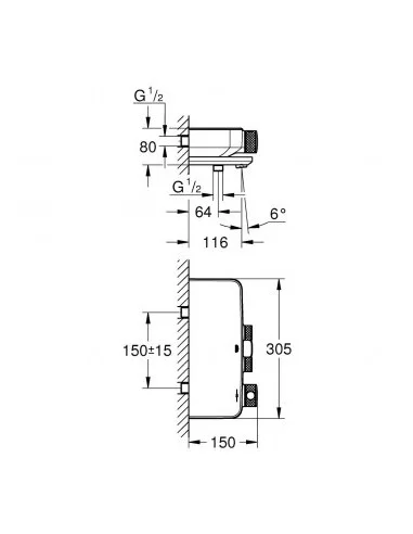 Maišytuvas voniai termostatinis Grohtherm SmartControl, chromas, Grohe