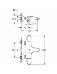 Maišytuvas voniai termostatinis Grohetherm 1000 N, chromas, Grohe