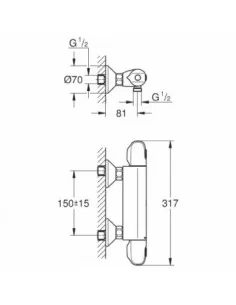 Maišytuvas dušo termostatinis Grohetherm 1000, chromas, Grohe