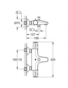 Maišytuvas voniai termostatinis Grohtherm 800, chromas, Grohe