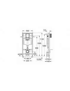 Potinkinis rėmas unitazui su tvirtinimais Rapid SL WC, 1,13 m (2in1), Grohe