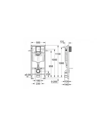 Potinkinis rėmas unitazui su tvirtinimais Rapid SL WC, 1,13 m (2in1), Grohe