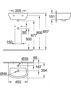 Praustuvas BauCeramic 453x354 mm, baltas, Grohe