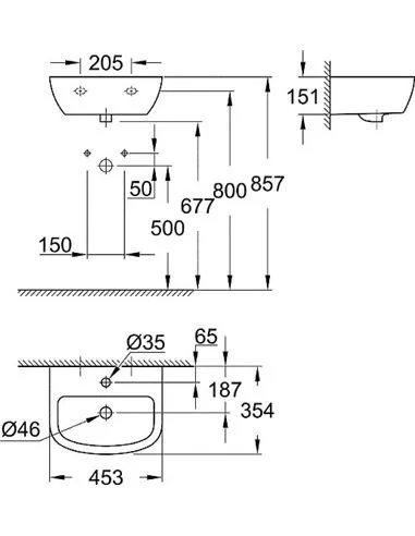 Praustuvas BauCeramic 453x354 mm, baltas, Grohe