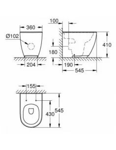 Unitazas pristatomas Essence Rimless, baltas , Grohe