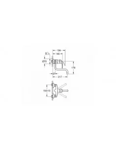 Maišytuvas plautuvei Eurosmart , snapelis 217 mm, iš sienos, chromas, Grohe
