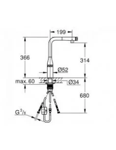 Maišytuvas plautuvei Essence Smartcontrol L , su ištraukiamu dušeliu, nerūdijantis plienas, Grohe