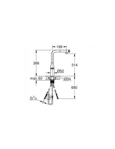 Maišytuvas plautuvei Essence Smartcontrol L , su ištraukiamu dušeliu, nerūdijantis plienas, Grohe