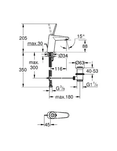 Maišytuvas praustuvo Eurodisc Joystick S, chromas, Grohe