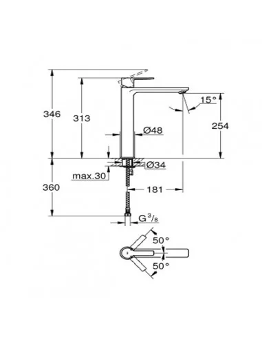 Maišytuvas praustuvo aukštas Lineare XL, chromas, Grohe