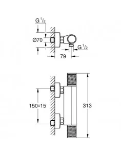 Maišytuvas dušo termostatinis Grohtherm 1000 Performance, chromas, Grohe