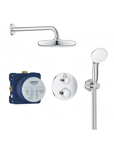 Dušo sistema potinkinė su termostatiniu maišytuvu Grohtherm Perfect Tempesta 210, chromas, Grohe