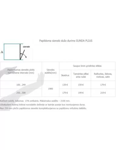 Dušo durys nišoms Gunda plius 80, 90, 100, 110, 120 cm, BRASTA GLASS