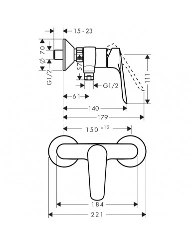 Maišytuvas dušo Logis E, Hansgrohe