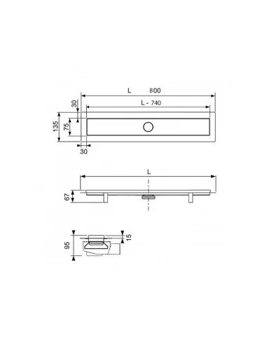 TECElinus dušo latako komplektas 2in1, 700mm