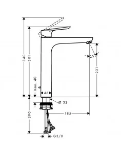 Maišytuvas praustuvui aukštas Logis E 230, Hansgrohe