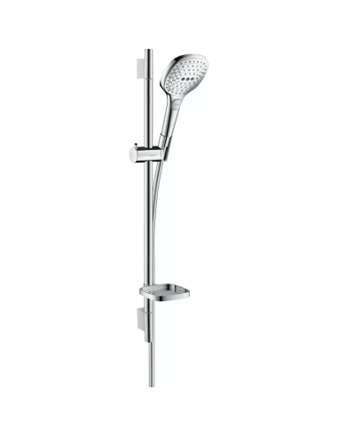 Dušo komplektas su aukštu laikikliu Raindance Select E 120 3 jet 65cm chromas, Hansgrohe