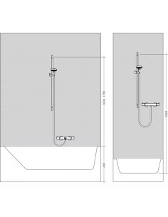 Dušo komplektas su aukštu laikikliu Raindance Select E 120 3 jet 65cm chromas, Hansgrohe