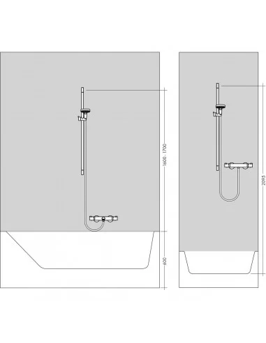 Dušo komplektas su aukštu laikikliu Raindance Select E 120 3 jet 65cm chromas, Hansgrohe