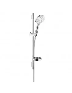 Dušo komplektas su aukštu laikikliu Raindance Select S 120 3 jet 65cm chromas/baltas, Hansgrohe