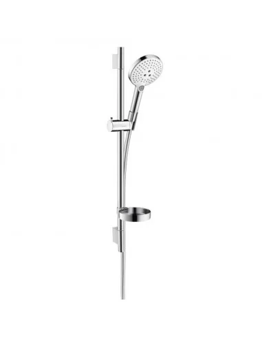 Dušo komplektas su aukštu laikikliu Raindance Select S 120 3 jet 65cm chromas/baltas, Hansgrohe