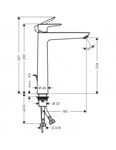 Maišytuvas praustuvui aukštas Talis E 240, Hansgrohe