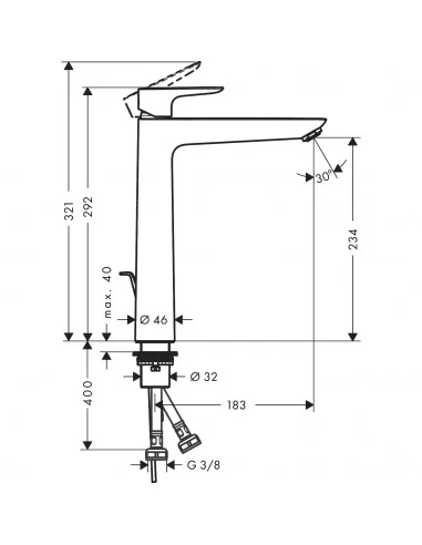 Maišytuvas praustuvui aukštas Talis E 240, Hansgrohe