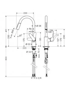 Maišytuvas plautuvei Focus M41 ištraukiama galvutė, Hansgrohe