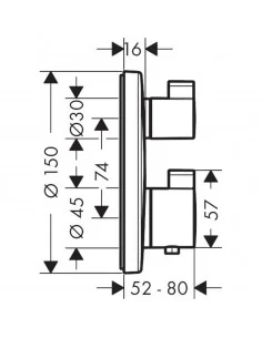 Maišytuvas dušo/vonios termostatinis 2 funkcijų Ecostat S, Hansgrohe