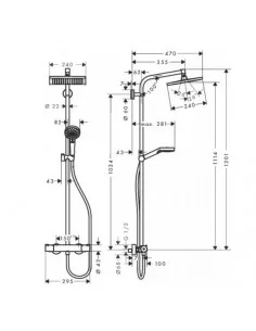 Dušo sistema su termostatiniu maišytuvu Crometta E 240, Hansgrohe