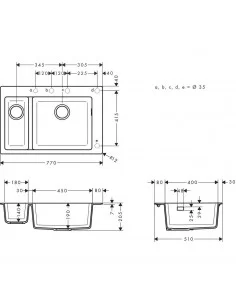 Plautuvė iš granito 770x510mm S51 S510-F635, Hansgrohe