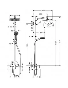 Dušo sistema su maišytuvu Crometta E 240, Hansgrohe