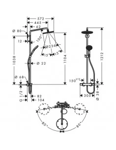 Dušo sistema Raindance S240, Hansgrohe