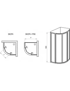 Pusapvalė dušo kabina Supernova SKCP4 80, 90 cm, RAVAK