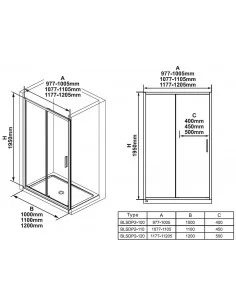 Dušo durys Blix Slim BLSDP2 100, 110, 120 cm, RAVAK