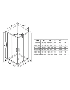 Stačiakampė dušo kabina Blix Slim BLSRV2K 80, 90, 100, 120 cm, RAVAK