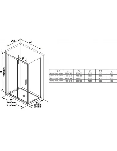 Stacionari sienelė Blix Slim BLSPS 80, 90 cm, RAVAK