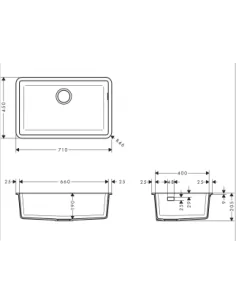 Plautuvė iš granito 770x510mm S51 S510-U660, Hansgrohe