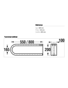 Atraminė rankena UNIVERSUM 80cm, atlenk., balta