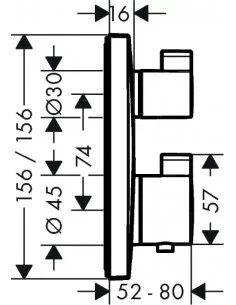 Maišytuvas termostatinis potinkinis ECOSTAT SQUARE 2-funkc.,chr., Hansgrohe