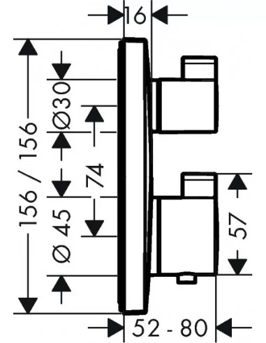 Maišytuvas termostatinis potinkinis ECOSTAT SQUARE 2-funkc.,chr., Hansgrohe