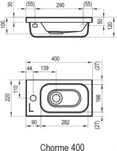 Praustuvas Chrome 400 R be persipylimo, RAVAK